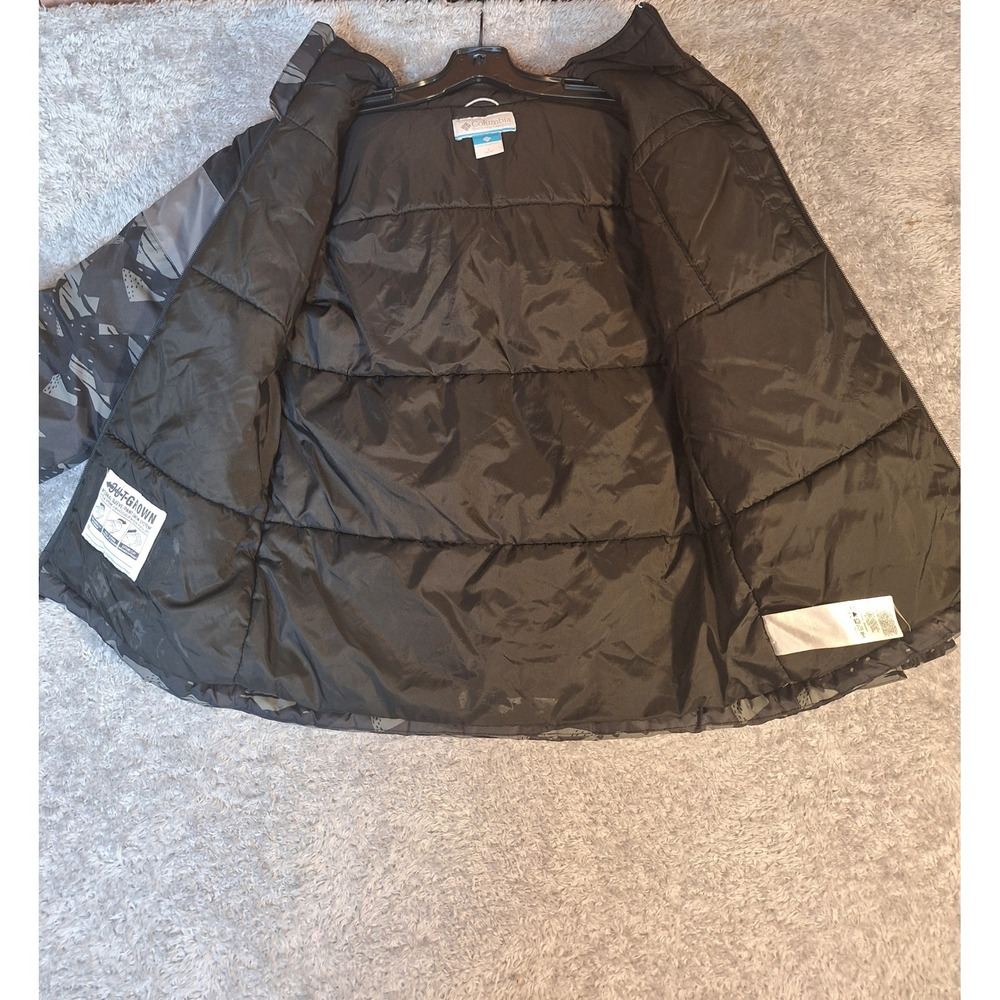 Columbia Boys L 14/16 Insulated Hooded Jacket Black Grey Camo Outgrown SB5836 - Picture 7 of 13